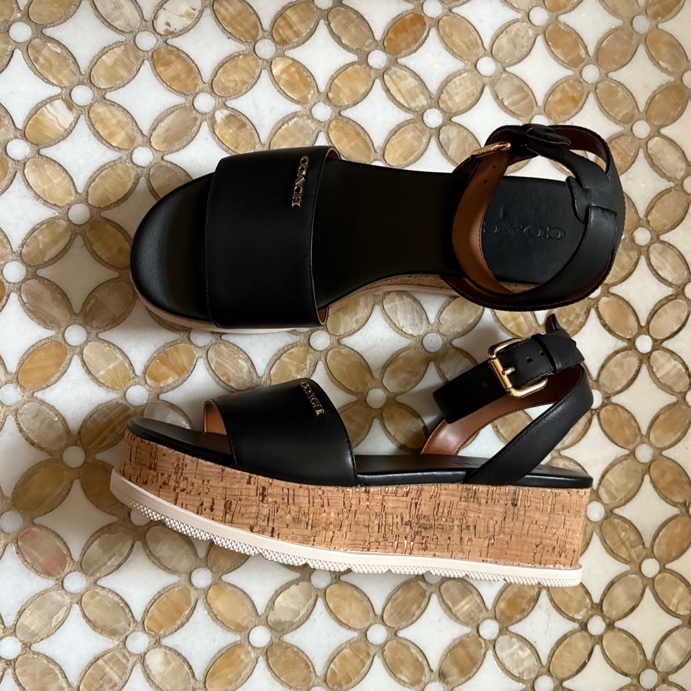 *NEW* COACH Talulah Leather Sandal - Black - Size 7.5 - Picture 5 of 6